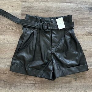 Black Faux Leather Shorts